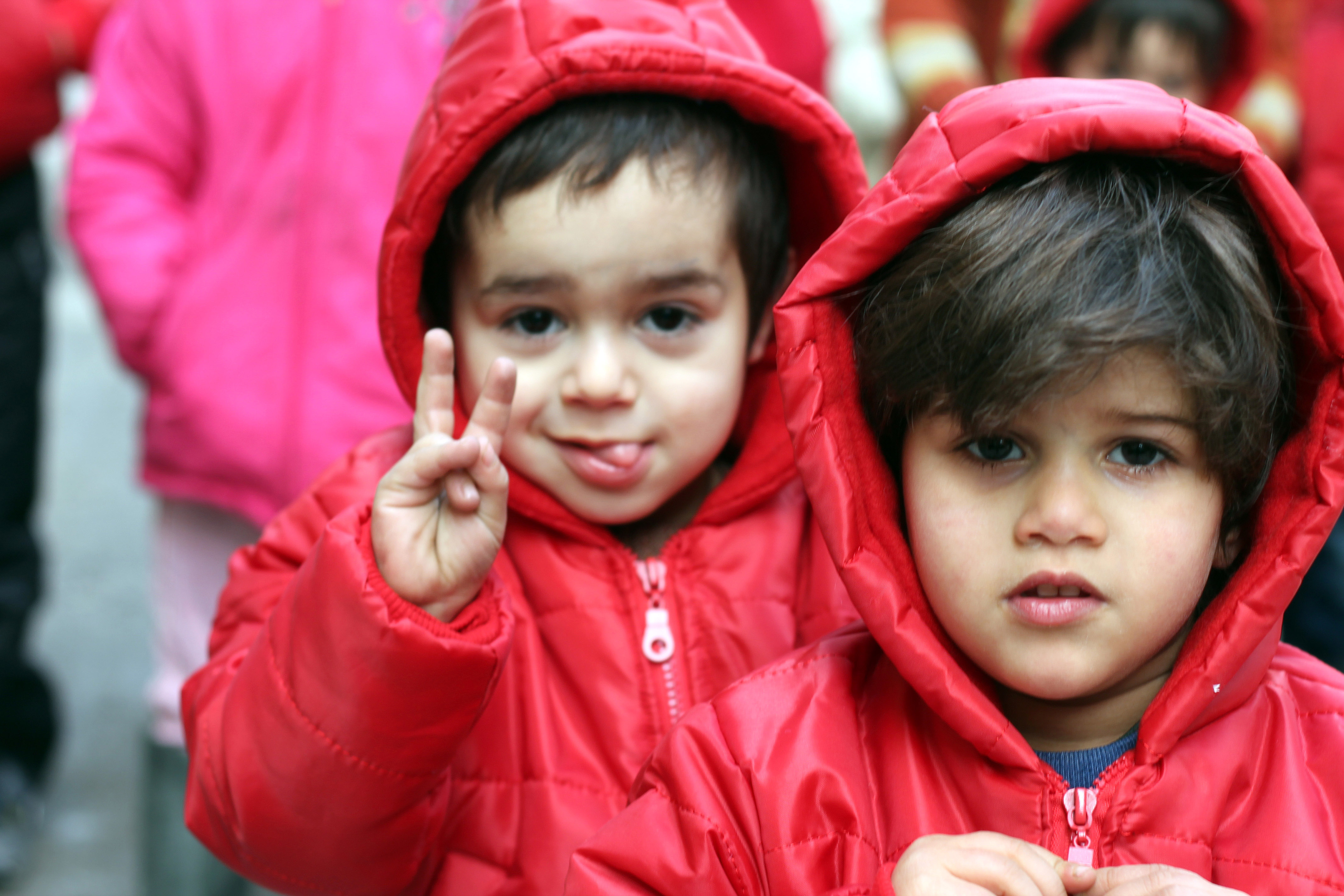 Syrian children in warm coats from ShelterBox