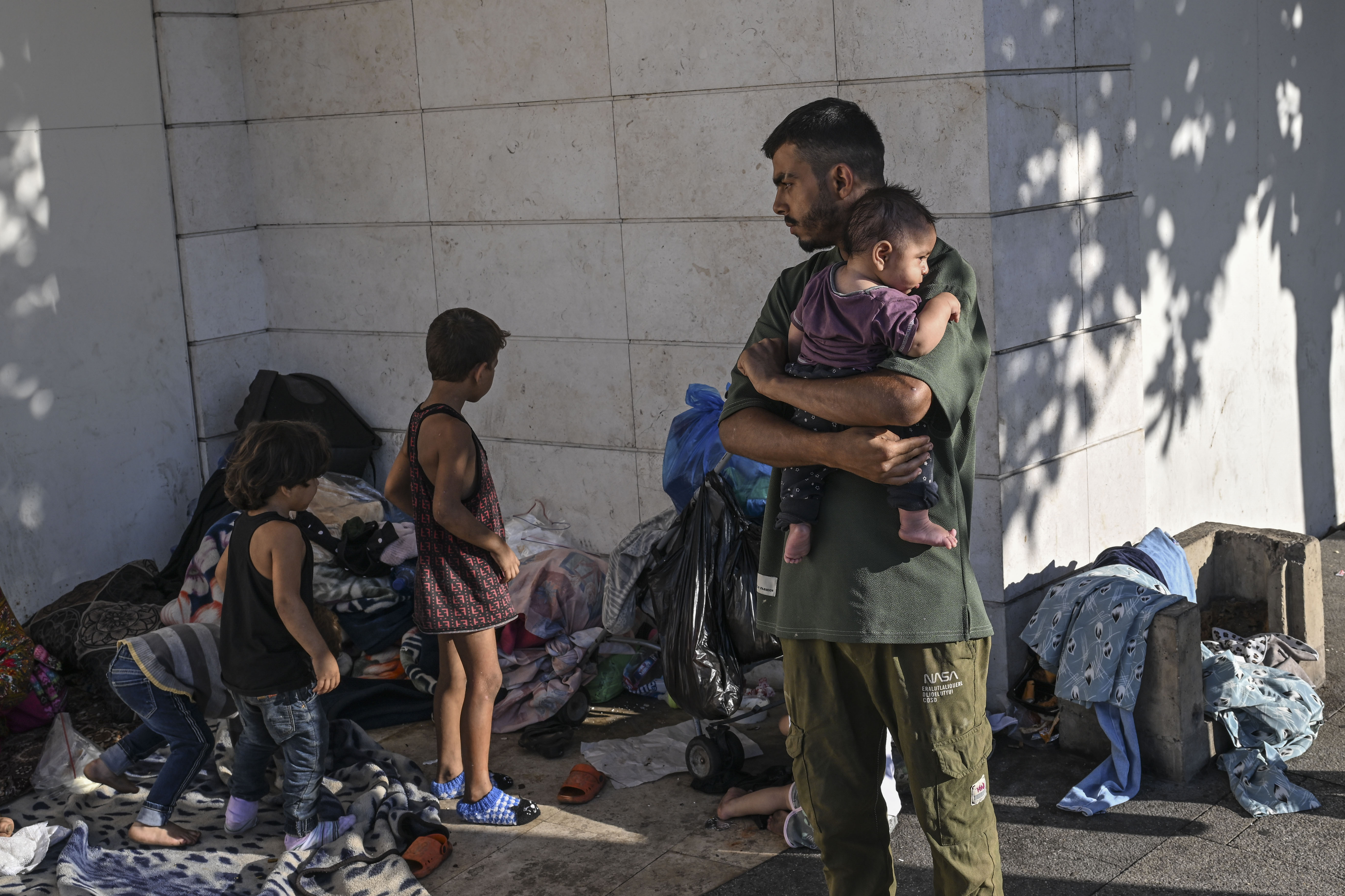 Lebanese people fled to Dahieh region due to Israeli attacks spend their days on streets